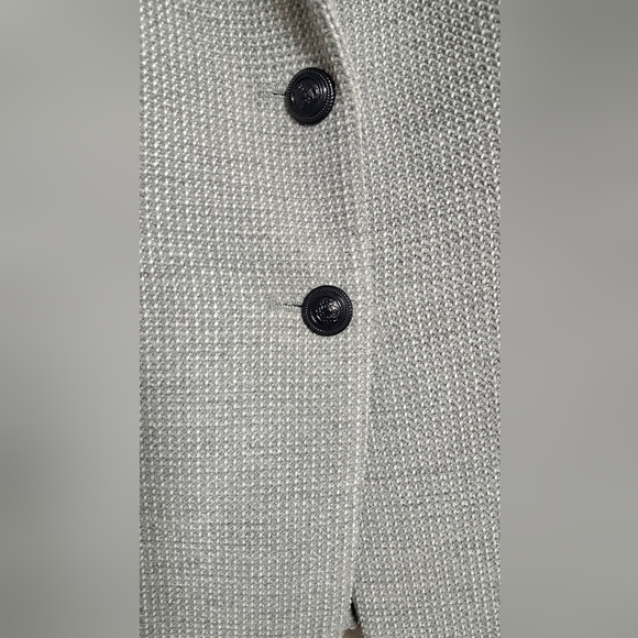 ZARA WOMAN BLAZER GRAY WITH TEXTURE LARGE. PRE-OWNED. MADE IN PORTUGAL. - Picture 9 of 15